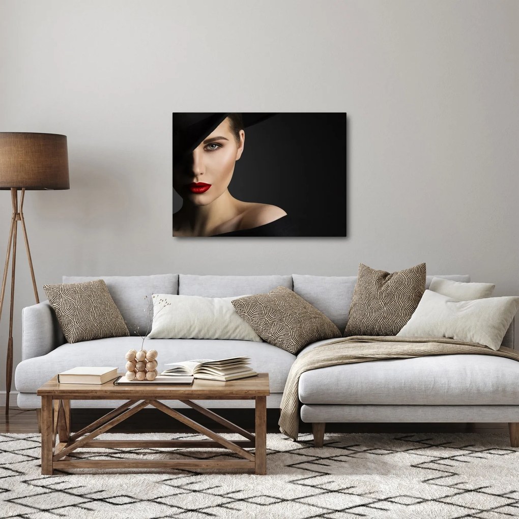 Obraz - Portret kobiety w kapeluszu (70x50 cm)