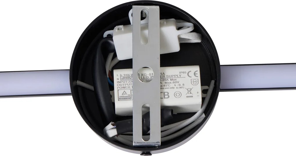 Nowoczesna lampa ścienna czarna 60 cm z wbudowanym LED - Clockwise