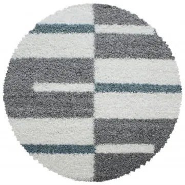 Dywan shaggy Gala szaro-kremowo-turkusowy 80 cm x 80 cm koło