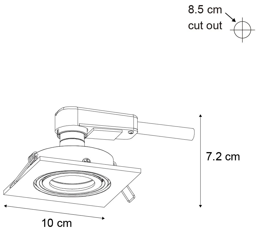 Zestaw 6 nowoczesnych reflektorów wpuszczanych Gunmetal GU10 50mm Okrągłe z możliwością przechylania - Qure