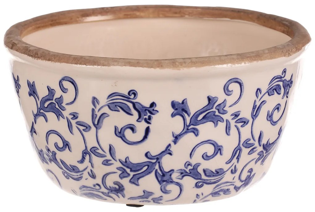 Ceramiczna osłonka na doniczkę w stylu retro, 21 x 11 cm