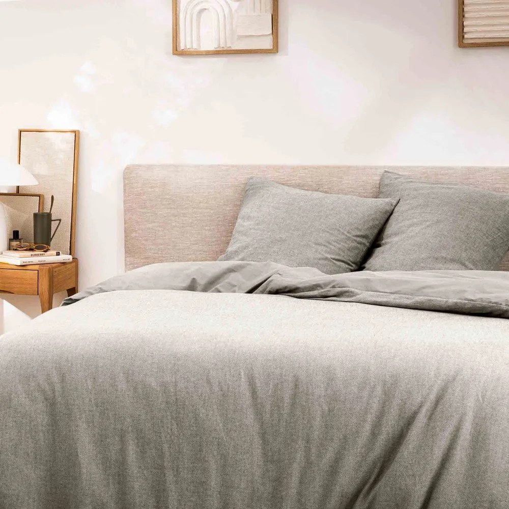 Szara bawełniana pościel dwuosobowa 3-częściowa 240x220 cm Meline – douceur d'intérieur