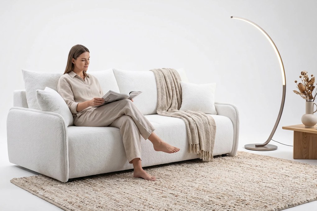 Sofa tapicerowana LINEA nowoczesna minimalistyczna skandynawska z funkcją spania z pojemnikiem