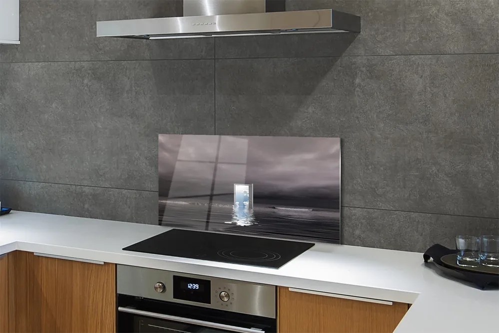 Szkło do Kuchni na Ścianę Drzwi na Granicy Morza i Nieba