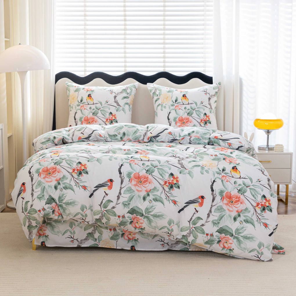 PrzytulneMieszkanie.pl PrzytulneMieszkanie.pl Pościel z mikrofibry ORANGE FLOWERS białe Rozmiar pościeli: 2 szt 70 x 80 cm | 160 x 200 cm