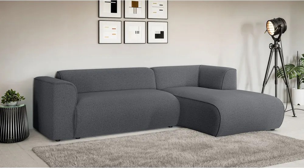 Ciemnoszary narożnik (prawostronny/z szezlongiem) Merid – Ropez