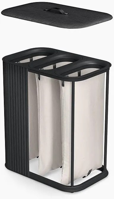 Czarny bambusowy kosz na pranie 3x30 l Tota Trio Luxe – Joseph Joseph
