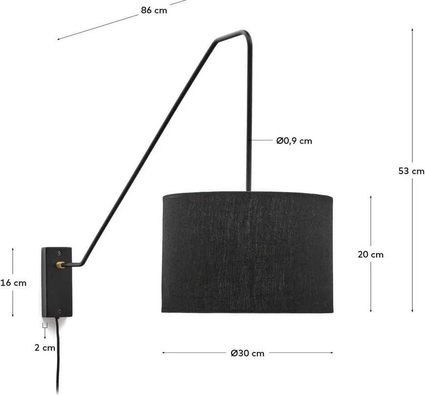 Czarny kinkiet ø 25 cm Jex – Kave Home