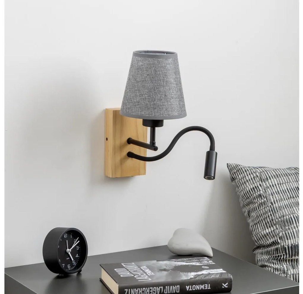 Brilagi - LED Kinkiet NUBILA WOOD 1xE27/25W/230V + LED/3W dąb/szary