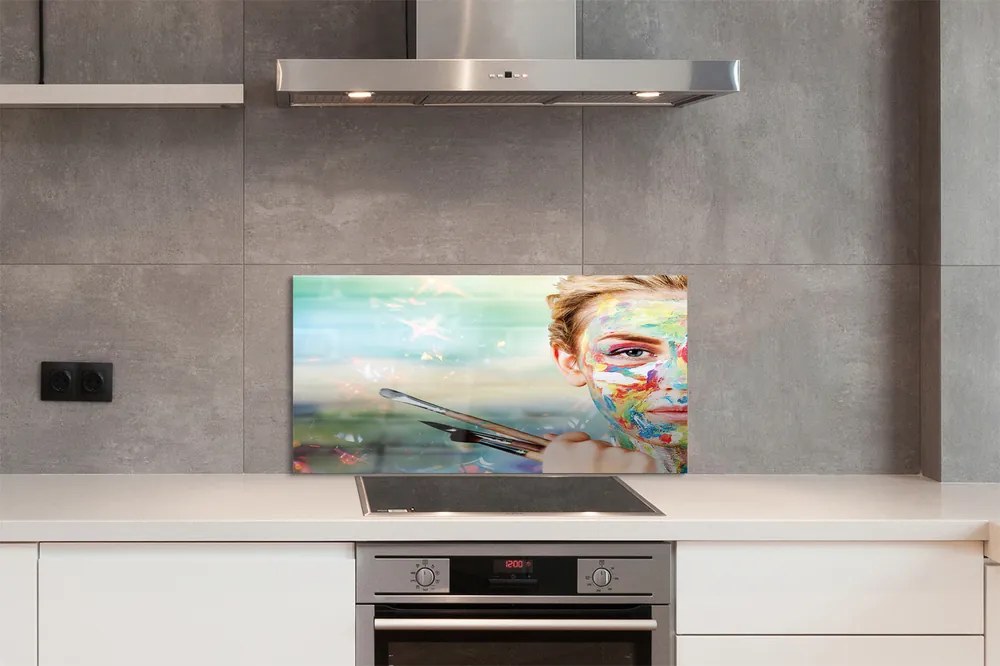 Szklany Panel Artystka z Pędzlami