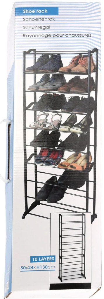 Duża półka na buty, 10 poziomów, 130 cm