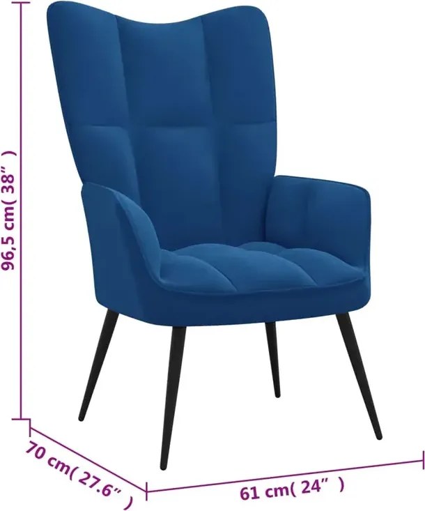 Niebieski pikowany fotel wypoczynkowy - Verria