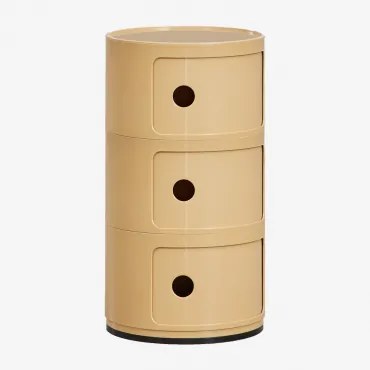 Zestaw 2 Stolików Nocnych Ø30 Cm Z Półkami Babel Lekka Musztarda & 3 Szuflady - Sklum