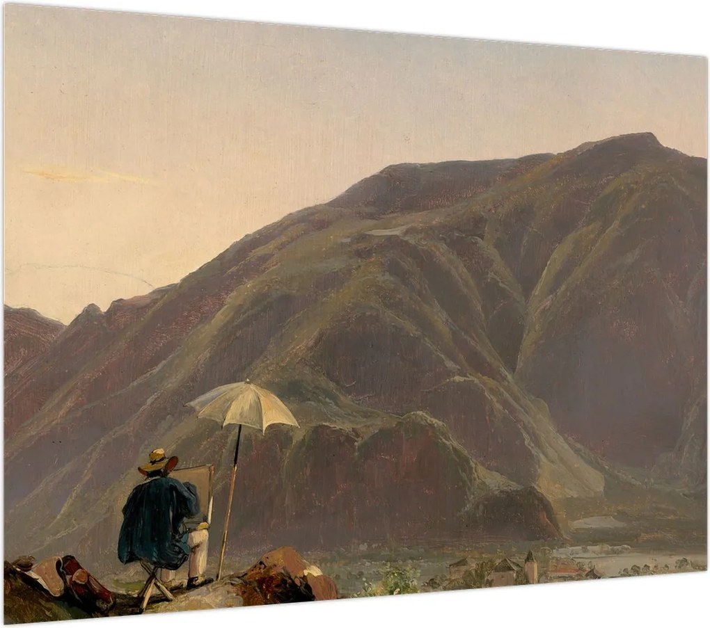 Obraz na szkle - Jules Coignet, View of Bozen with a Painter, reprodukcje (70x50 cm)