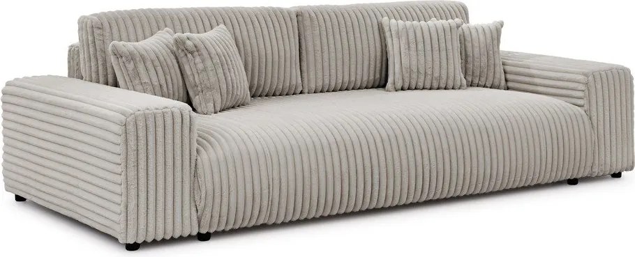 Jasnoszara sztruksowa rozkładana sofa ze schowkiem 260 cm Justin – Ropez