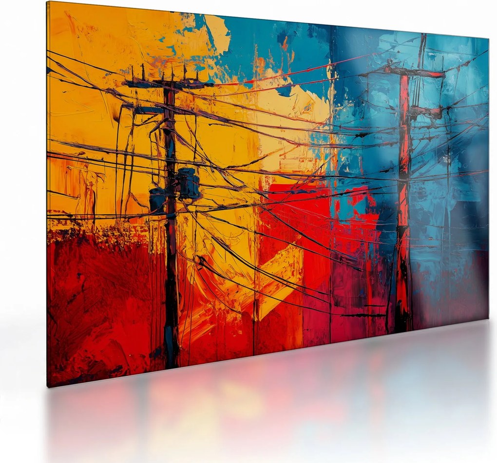 Obraz na szkle - Abstrakcyjne linie elektryczne (70x50 cm)
