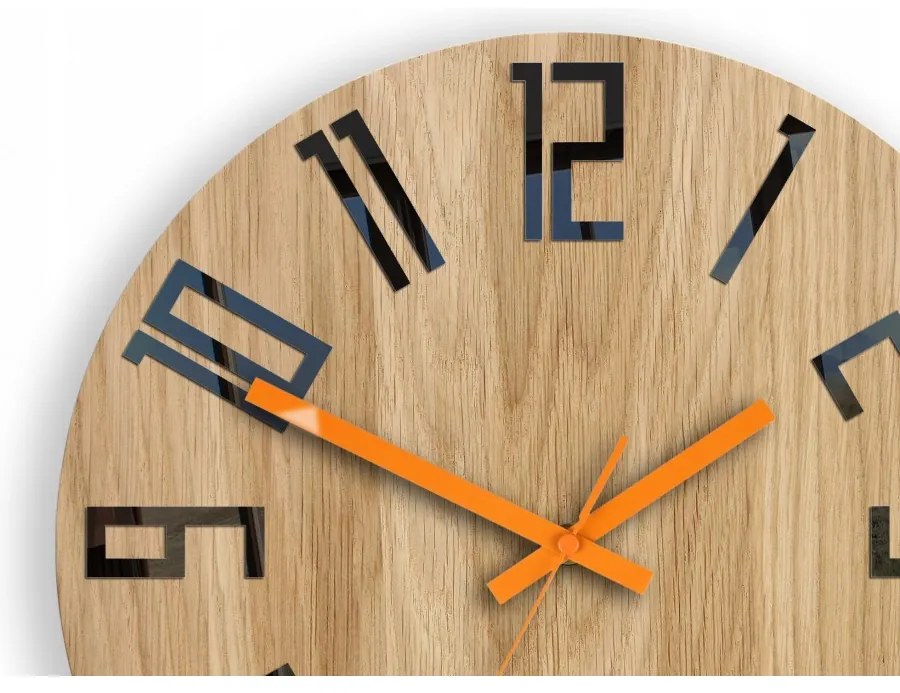 Zegar na ścianę nowoczesny drewniany z dużymi cyframi okrągły cichy loft