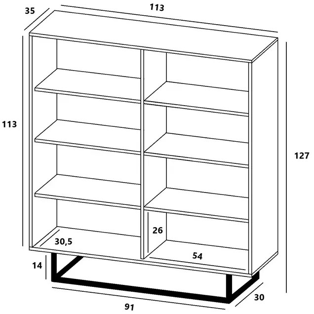 Komoda czterodrzwiowa dąb wotan + biały B7-A50