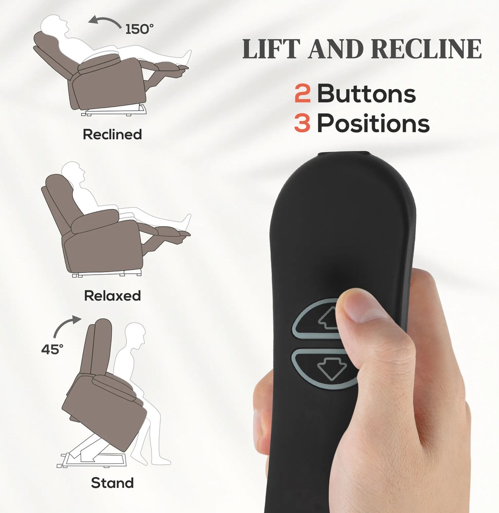 HOMCOM Fotel telewizyjny z masażem i funkcją ogrzewania, elektryczny fotel z funkcją podnoszenia, pilot, boczne kieszenie, Jasnobrązowy