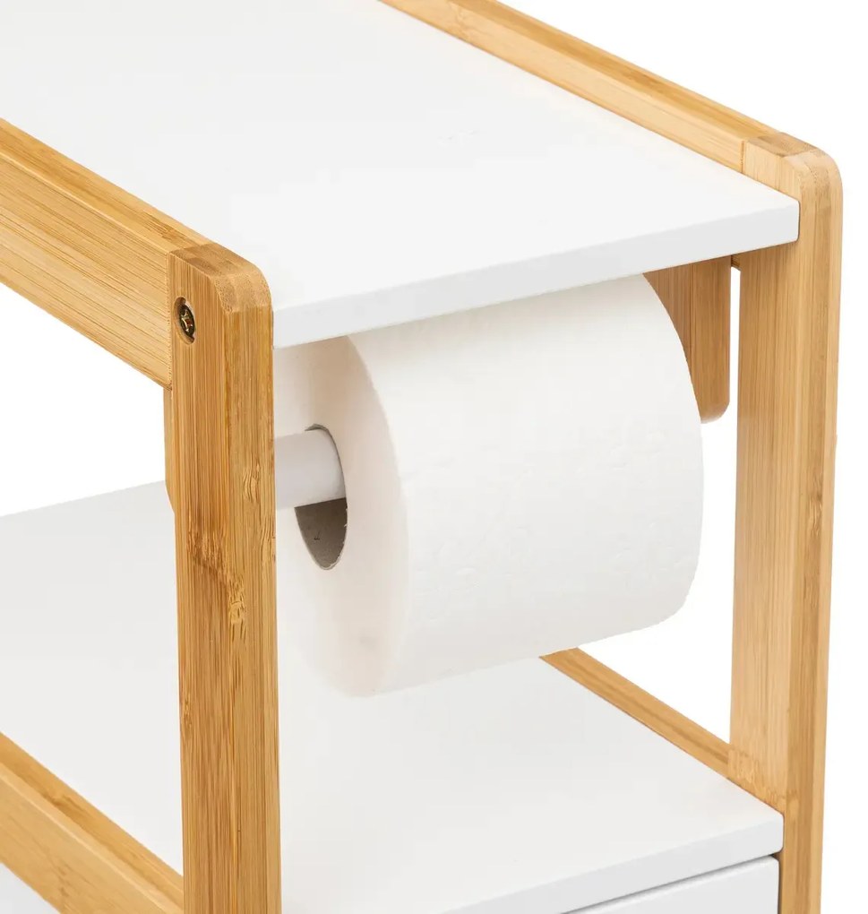 Wąska szafka na papier toaletowy NATUREO, bambusowy stelaż