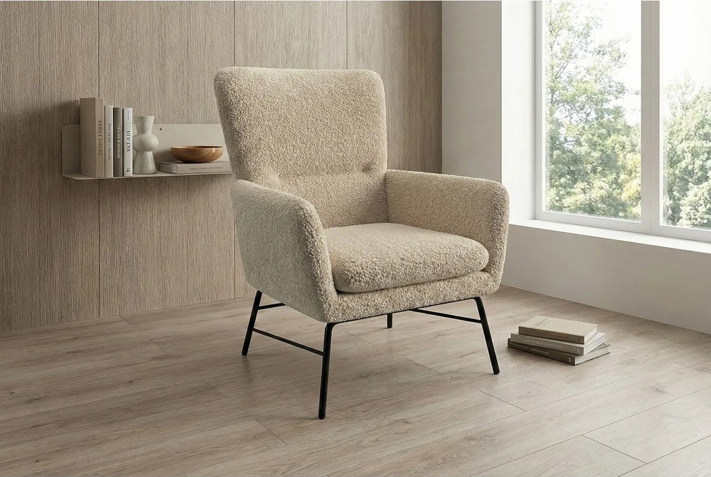 Nowoczesny fotel w kolorze beżowym-ponadczasowy styl