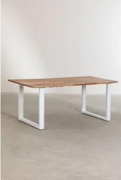 Prostokątny Stół Jadalny Z Drewna Pochodzącego Z Recyklingu (180x100 Cm) W Stylu Sami Biała - Sklum