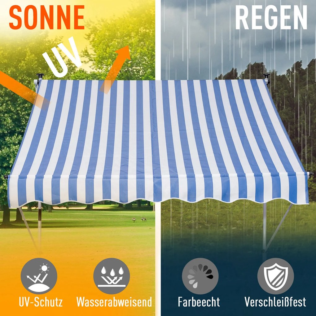 Outsunny markiza markiza zaciskowa składane ramię 170–280 cm z regulacją wysokości aluminium, kolor niebieski