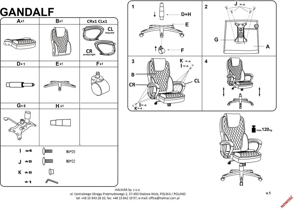 Wygodny fotel gabinetowy Gandalf