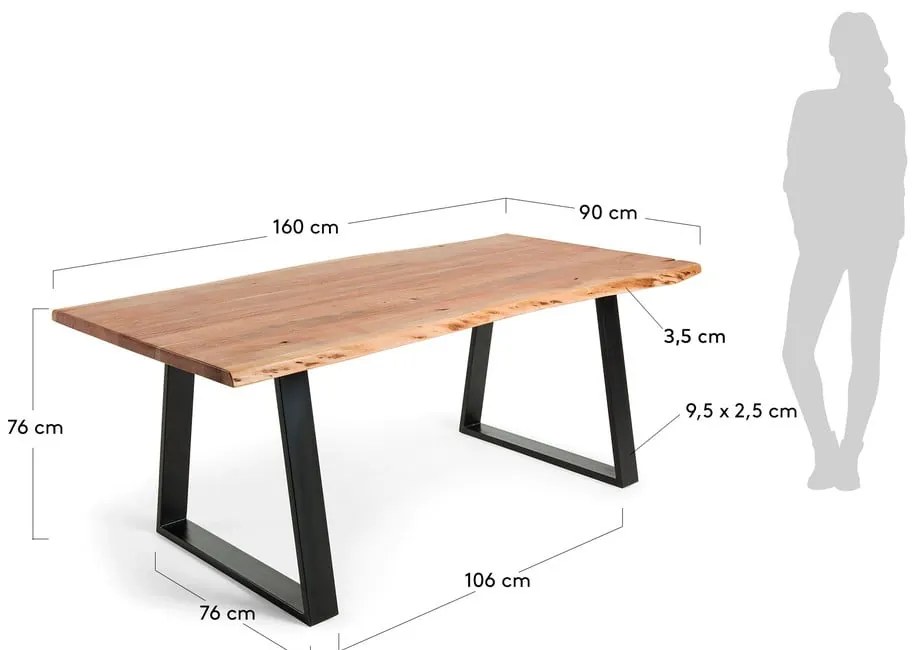 Stół z blatem z drewna akacjowego 90x160 cm Alaia – Kave Home