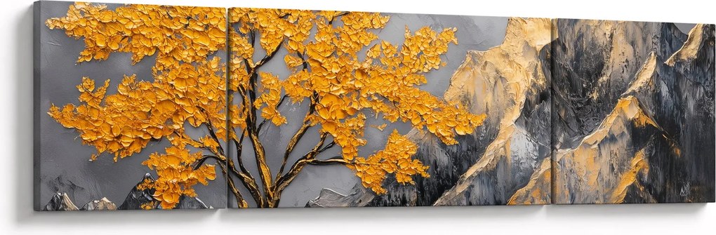 Obraz – Złote drzewo w górach (170x50 cm)