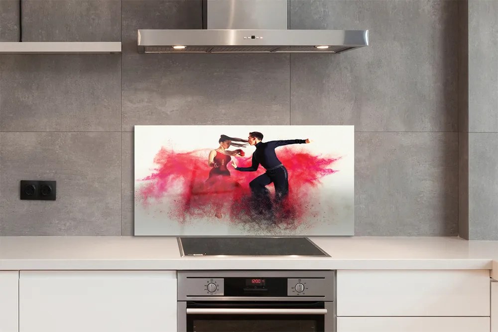 Szklany Panel Taniec w Czerwonym Dymie