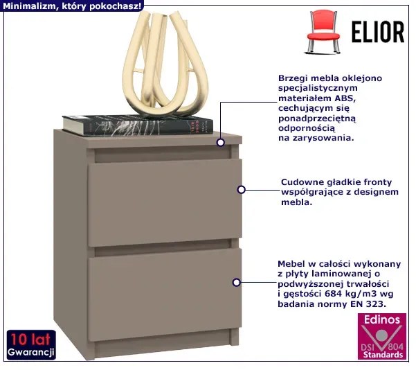 Nowoczesna szafka nocna z 2 szufladami glina - Siena 2X