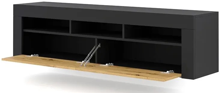 Stojąca lub ścienna szafka rtv czarny + dąb artisan - Hangis