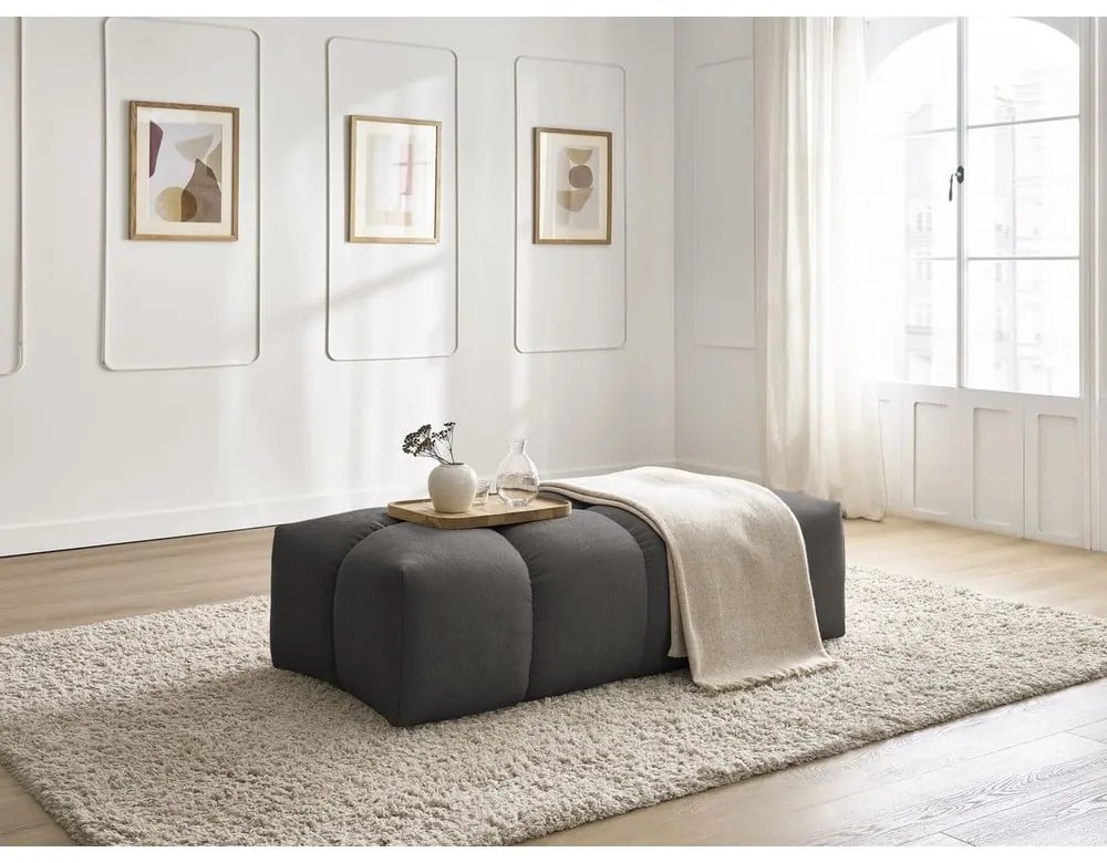 Ciemnoszary podnóżek z tkaniny szenilowej Everest – Bobochic Paris