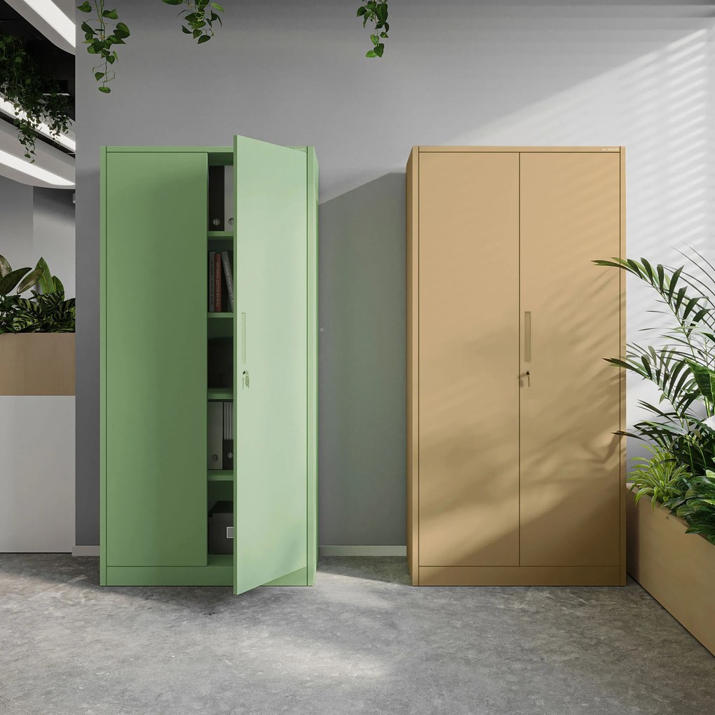 Szafa biurowa na dokumenty z zamkiem beżowa: Fresh Style JAN, 900 x 1850 x 400 mm