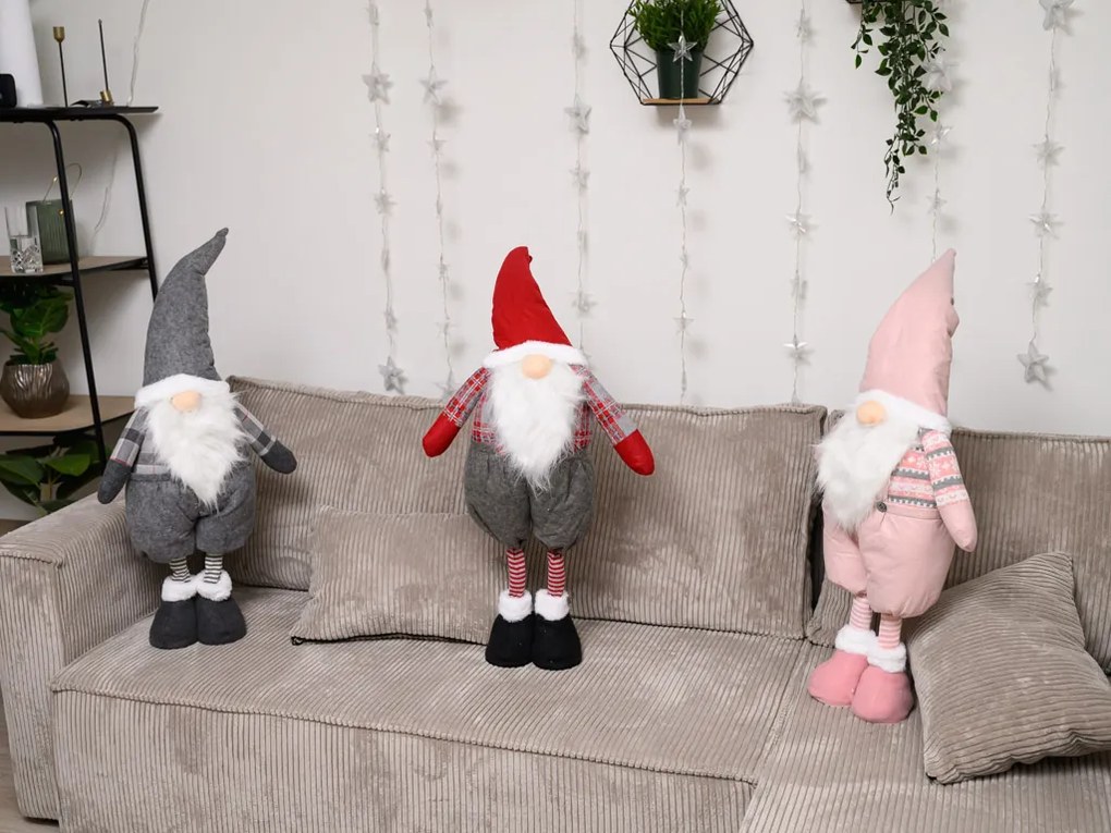 Dekoracyjny skrzat GNOME 90 cm, szary