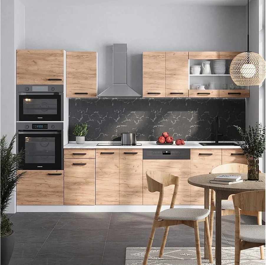 Aneks kuchenny gold power dąb/biały 300x46x81.6 r-line