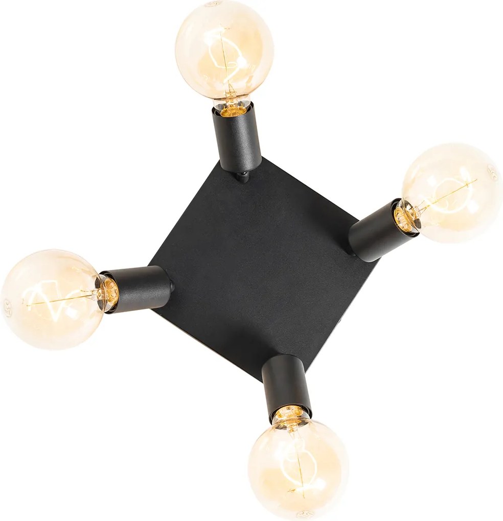 Nowoczesny reflektor czarny kwadratowy 4-światłowy - Facil