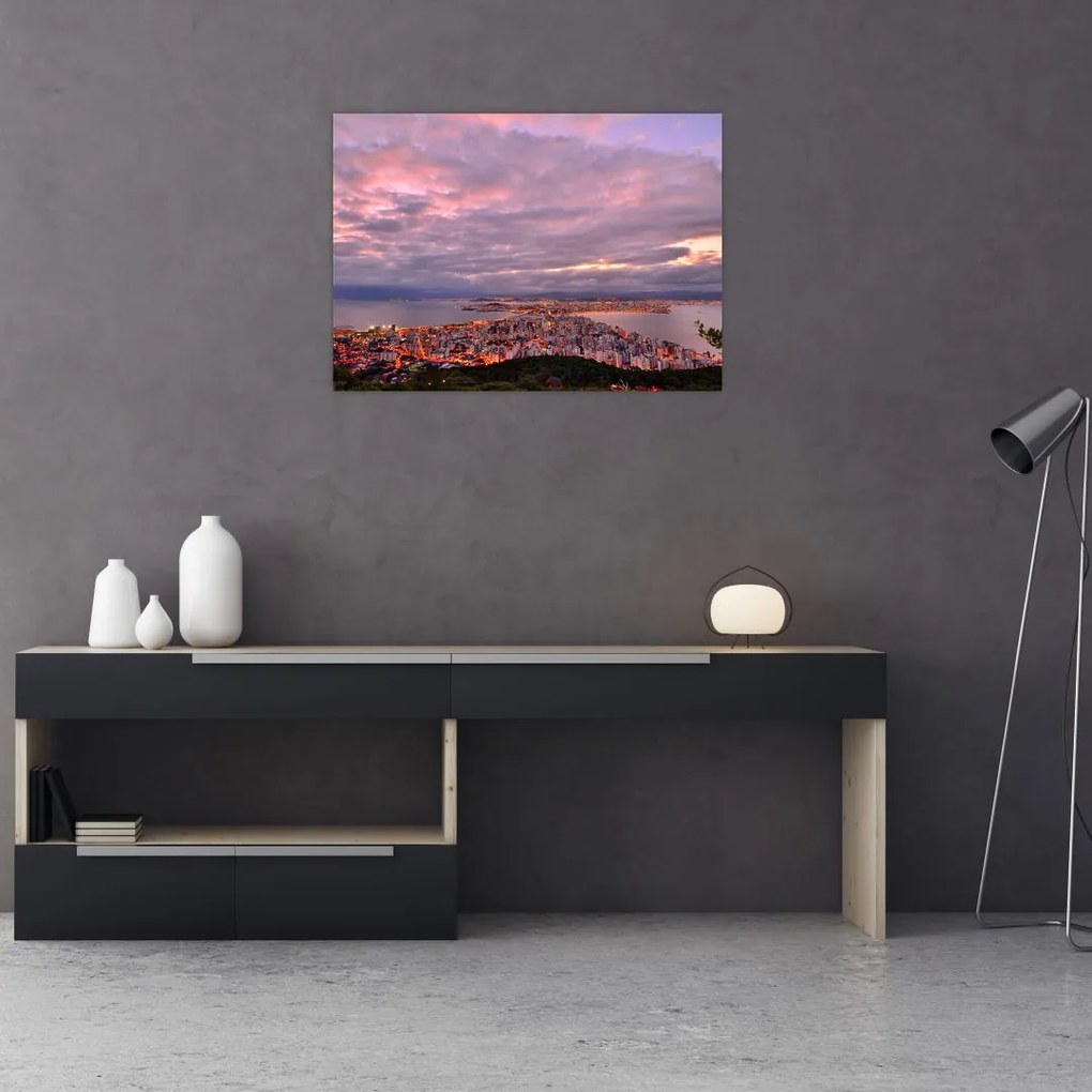 Obraz na szkle - Zmierzch nad miastem (70x50 cm)