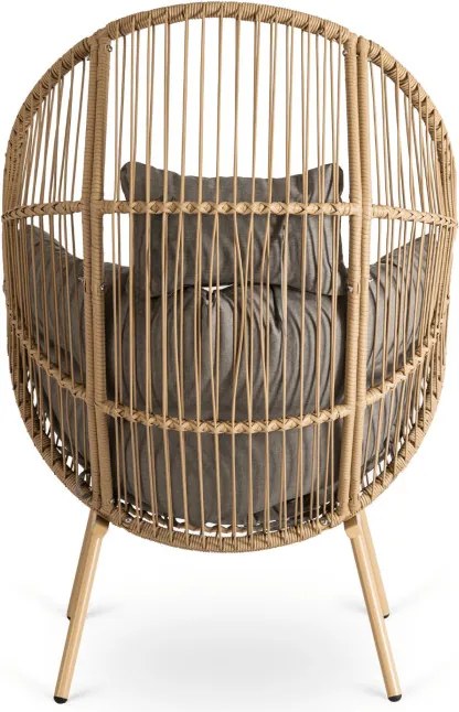 Fotel Ogrodowy z Podnóżkiem PORTLAND Kokon Wypoczynkowy Szary Nowoczesny Boho