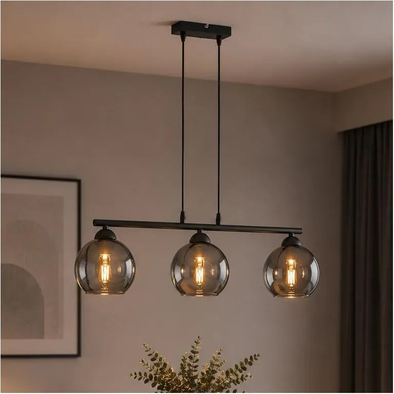BRILAGI - Lampa wisząca na lince DIOR 3xE27/60W/230V czarna/przydymiona szara