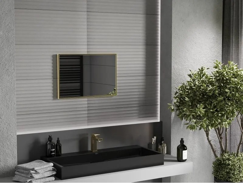 Mexen Loft lustro łazienkowe prostokątne 60 x 40 cm, rama złota - 9852-060-040-000-50