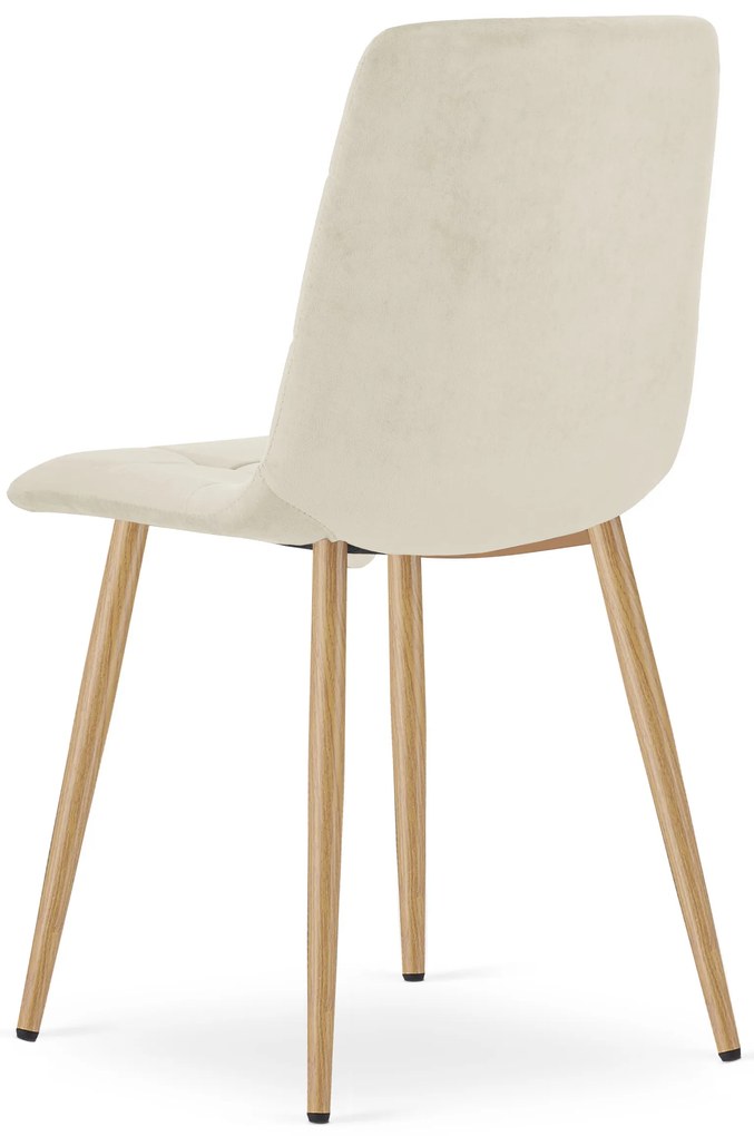 PROMOCJA Jasnobeżowe aksamitne krzesło KARA II. jakość