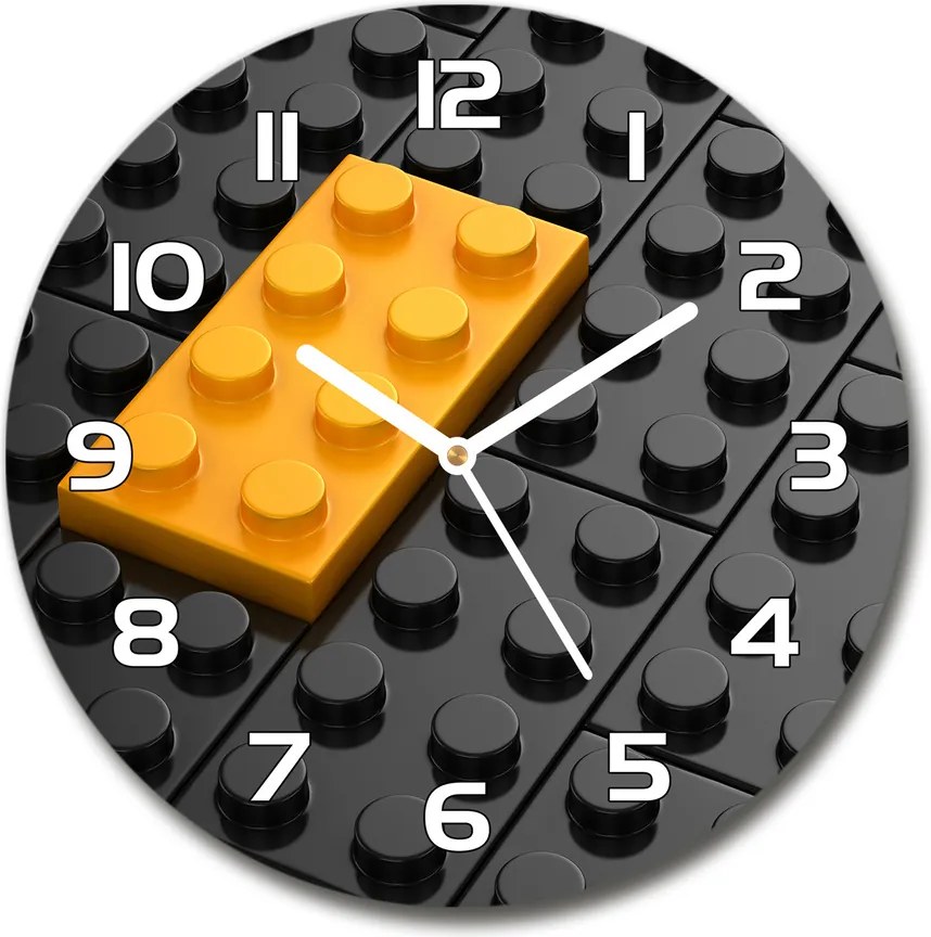 Zegar szklany okrągły Klocki lego