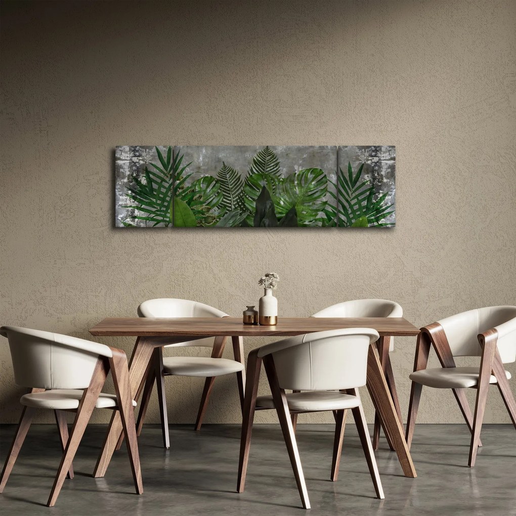 Obraz - Betonowa ściana z roślinami (170x50 cm)