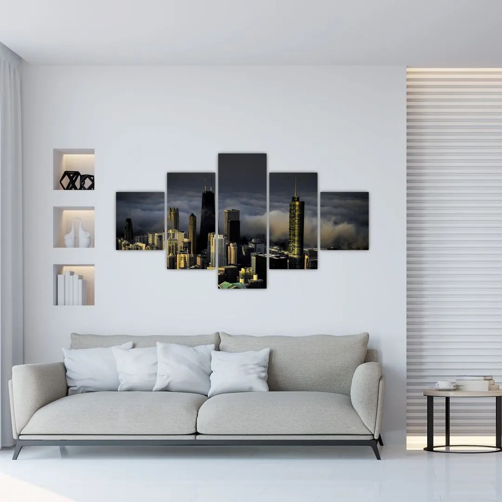 Obraz miasta w chmurach (125x70 cm)