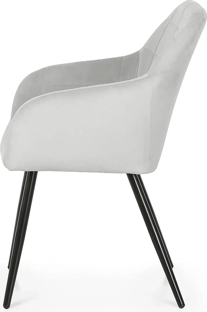 Zestaw 6 szarych welurowych krzeseł pikowanych S7-Z95