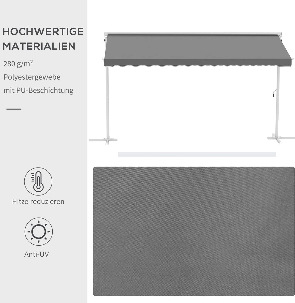 Outsunny markiza stojąca ogrodowa ze składanym ramieniem taras szara 4,5 x 3,4 m