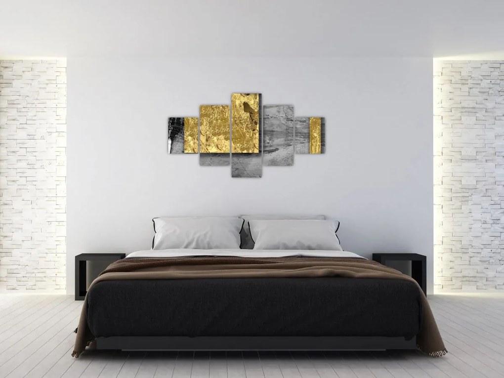 Obraz - Złote kwadraty N⁰2 (125x70 cm)