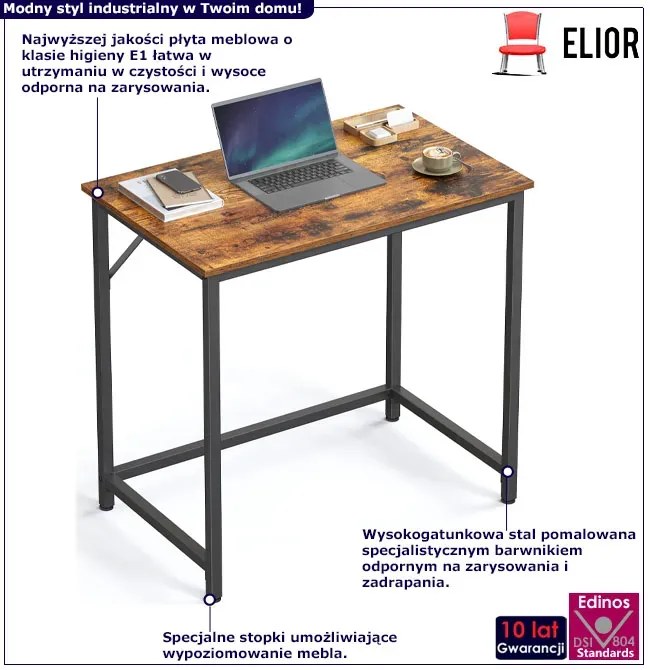 Industrialne rustykalny biurko komputerowe brąz C1-K94